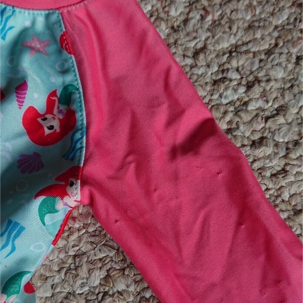 The Little Mermaid Baby Girl One-Piece Rash Guard Swimsuit size 12m